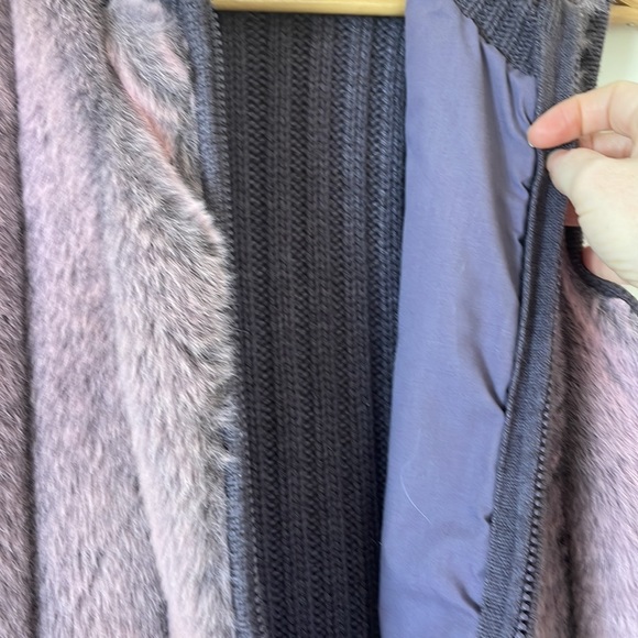Caribbean Pacific pink/purple faux fur cable knit sweater vest size Large - Picture 4 of 4